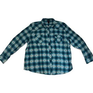 Bit & Bridle Women's Teal Blue Plaid Flannel Snap Western Shirt size 2X